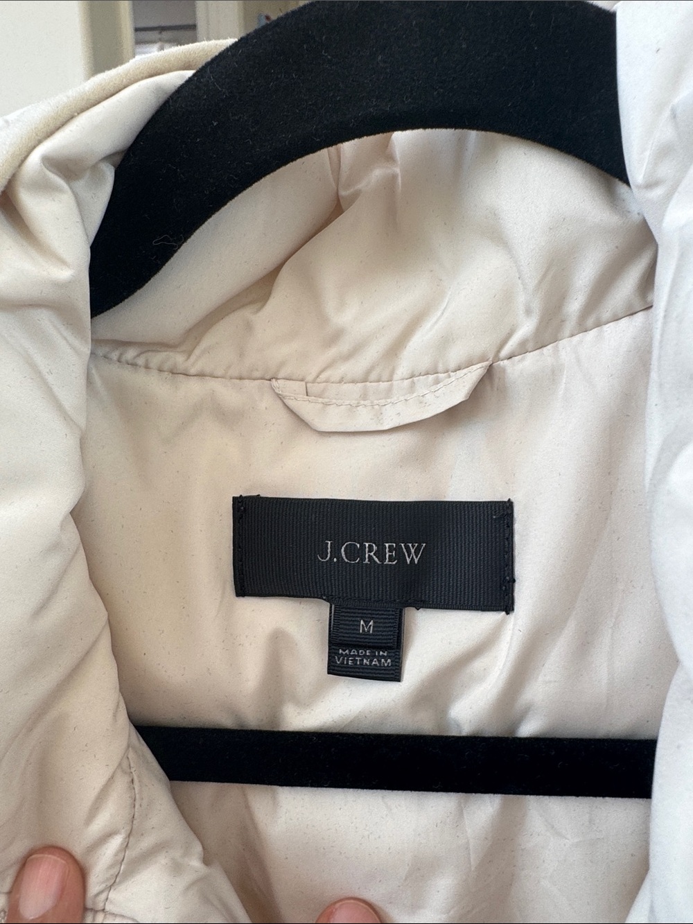 J. Crew Quilted Cream Puffer Vest with Gold-Tone Snaps - Picture 2 of 6